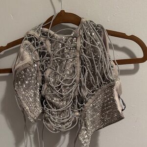 Fashion Nova Silver Sequin Crop Top